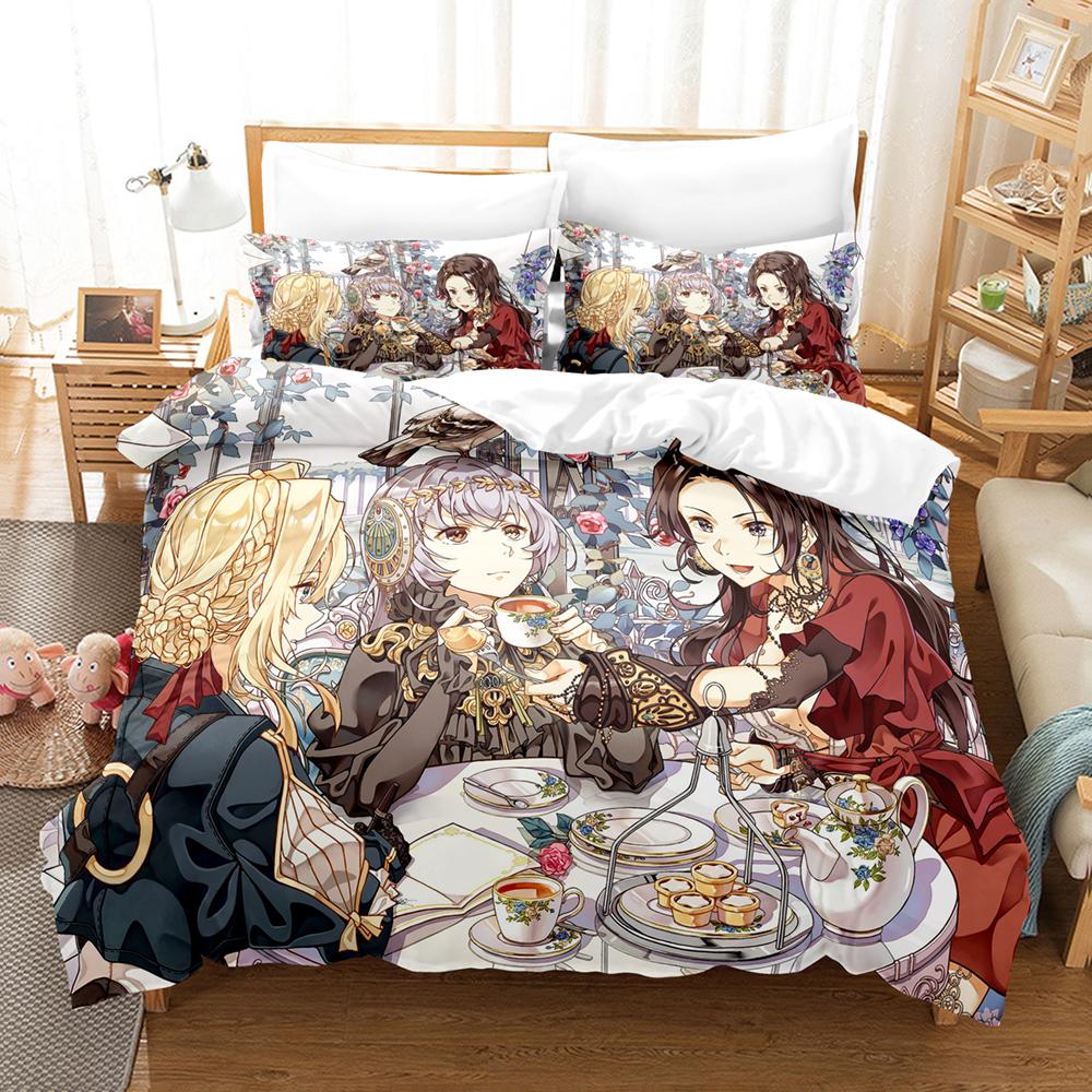 Аниме The Violet Evergarden Постельное белье Пододеяльник с наволочкой Твин Полный Королева Король Постельное белье Постельное белье Домашний Текстиль