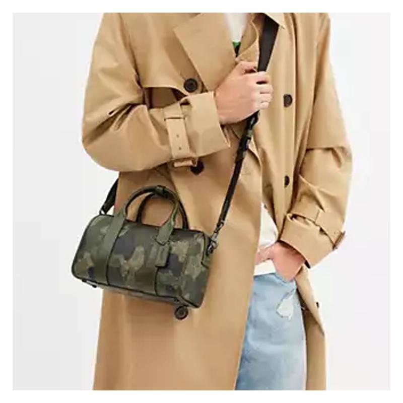 Coach Gotham 24 Съемный плечевой ремень Застежка-молния Покрытие из канваса Сумка-кроссбоди Тоут Средний Мужской Камуфляж Зеленый