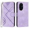 For Honor 200 Pro 5G Wallet Case Line Imprinted PU Leather Phone Cover with Strap