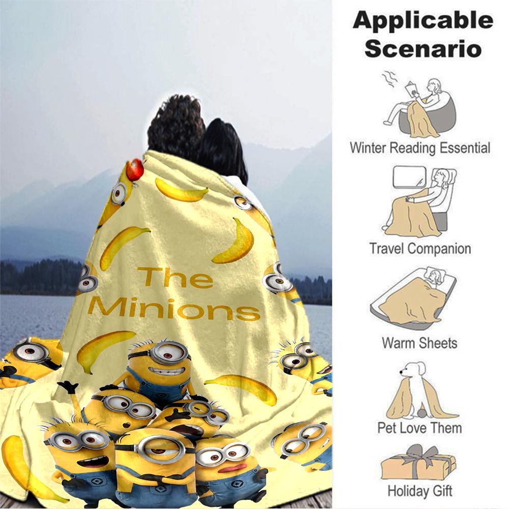 Minions Bananas Adventure Blanket Soft Throw Blanket For Home Bedroom Bed Sofa Travel Office Solid Christmas Blanket