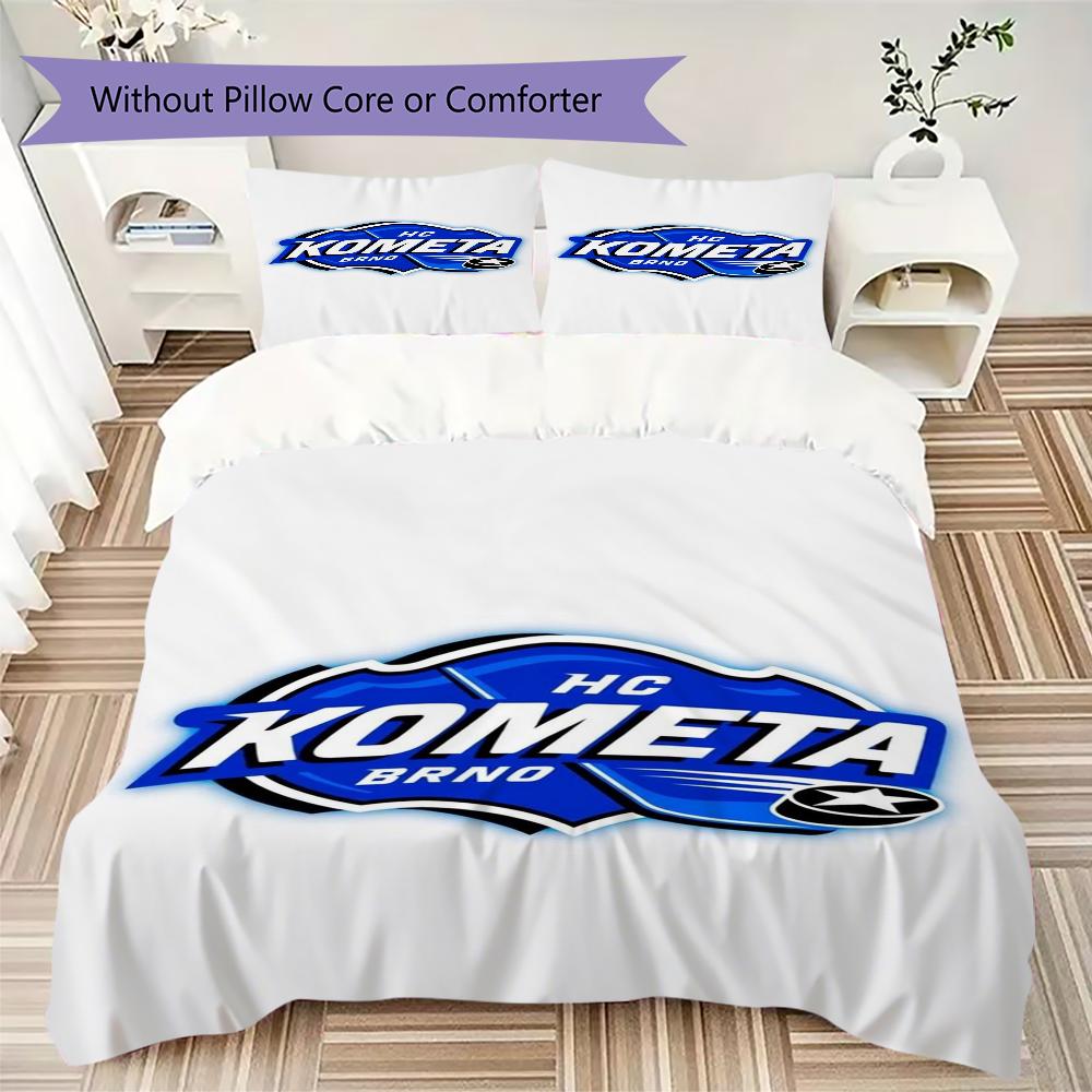 HC Kometa Brno Pattern Bedding uilt Set uilt Cover Pillowcase Home Decoration Birthday Gift (1 * duvet cover + 2 * pillowcase without core)