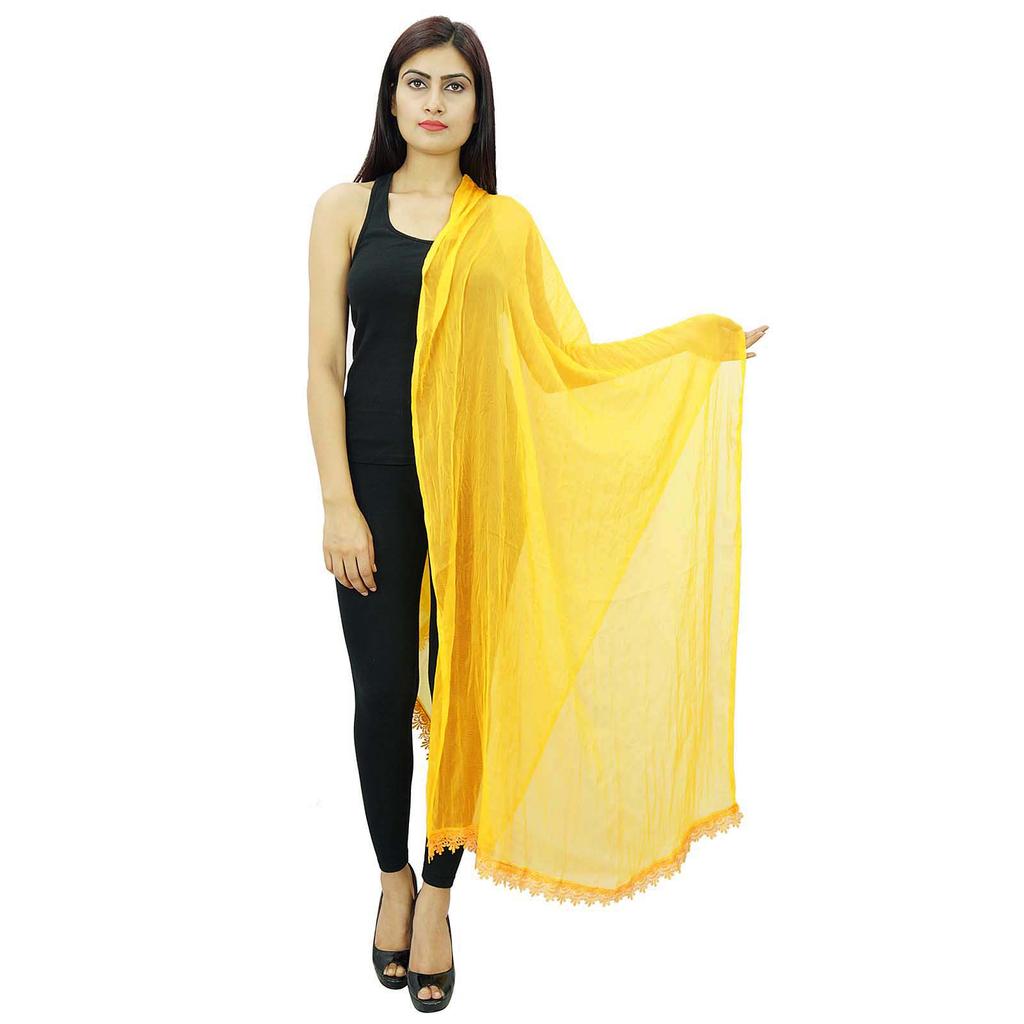 Chiffon Blend Dupatta Long Stole Women Neck Wrap Indian Scarves Chunni Beach