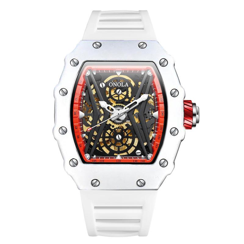 Модные спортивные полностью автоматические механические часы мужские водонепроницаемые часы с силиконовым ремешком