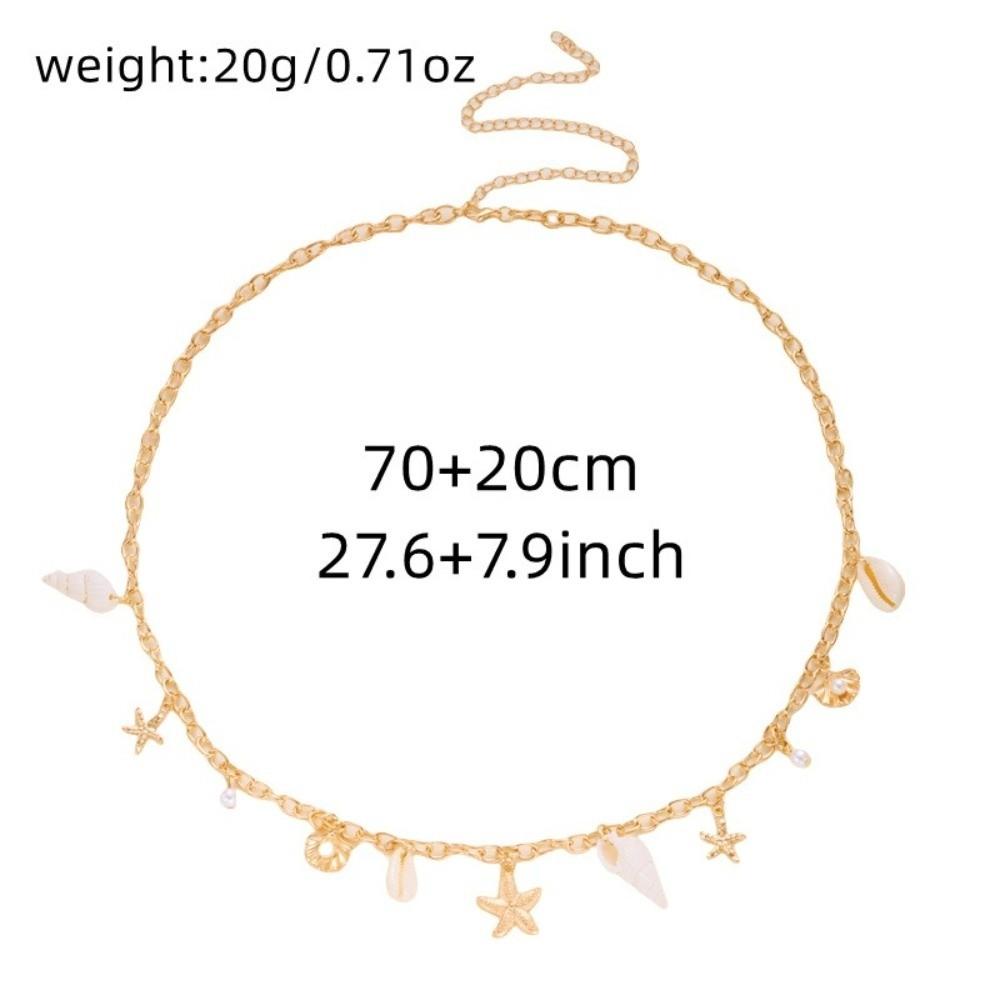Shell Starfish Waist Chain Adjustable Beads Belly Chain Elegant Imitation Pearl Body Chain Party