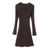 Fall and Winter New Arrival Base Sweater Dress Women's Sunken Stripe Textured round Neck Long Sleeves Silm Knitting Dress 1191539