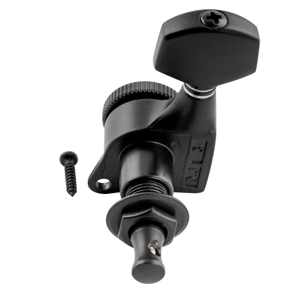 Musiclily Pro 6-String Locking Tuners for ST Strat/TL Telecaster Electric Guitars, Black Hex Buttons