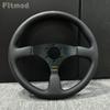 JDM 14-дюймовое 350-мм гоночное модифицированное кожаное рулевое колесо, плоское спортивное рулевое колесо для дрифта и игр, PCD 70 мм