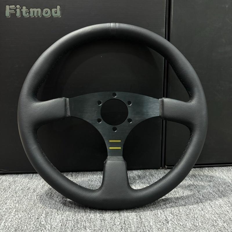 JDM 14-дюймовое 350-мм гоночное модифицированное кожаное рулевое колесо, плоское спортивное рулевое колесо для дрифта и игр, PCD 70 мм