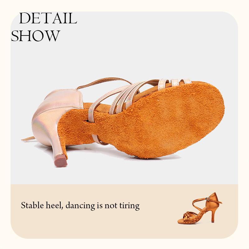 Women's Satin High Heels Dance Shoes Latin Tango Waltz Modern Anti Slip Dance Shoes Indoor Fur Sole Heeled 8CM