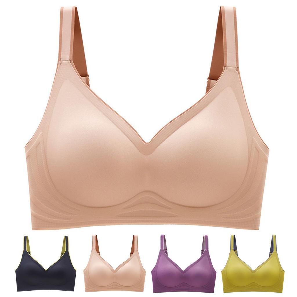 Женский бюстгальтер Съемные накладки на грудь Сплошной цвет Push Up Поддержка груди Дышащая мягкая беспроводная застежка на спине Регулируемые бретели Спортивный бюстгальтер