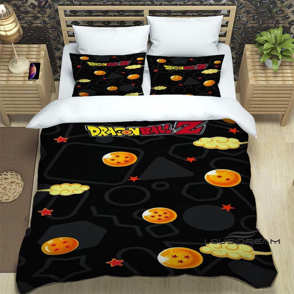 3D Dragon Ball Cartoon Bedding Set (3 Pieces) – Includes Duvet Cover and Pillowcases. Soft and Comfortable.