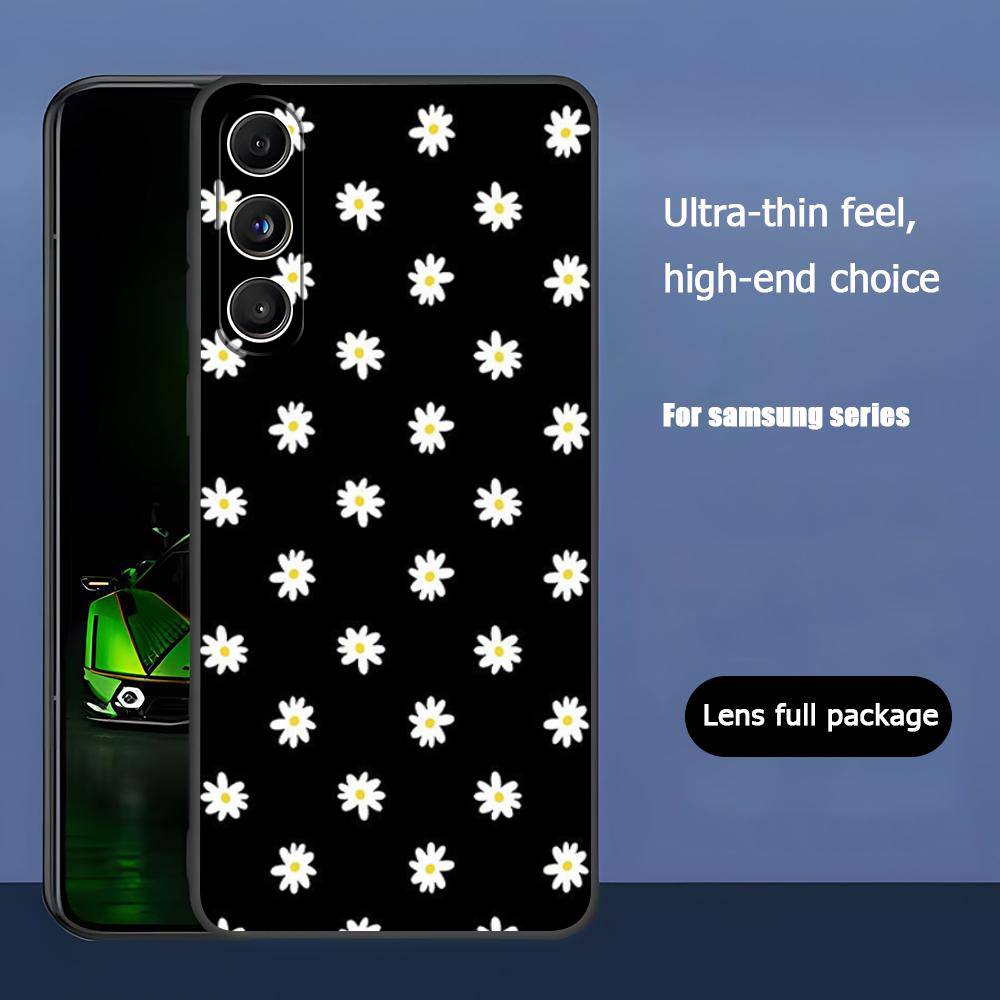 Черно-белый цветок Роскошный черный чехол для телефона Samsung Galaxy S23 S24 S25 Ultra S22 Plus S21