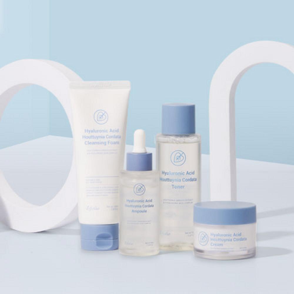 Esfolio Houttuynia cordata базовый набор из 4 предметов (пена + тонер + ампула + крем) Успокоение кожи и облегчение угревой сыпи