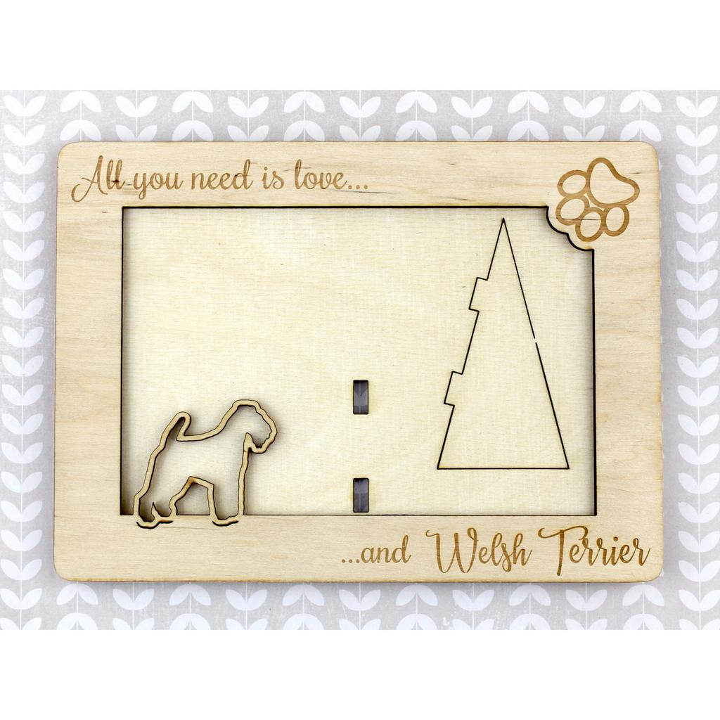 Welsh Terrier, Welshie, Daeargi Cymreig – Photo frame, engraved wooden frame | Art-Dog
