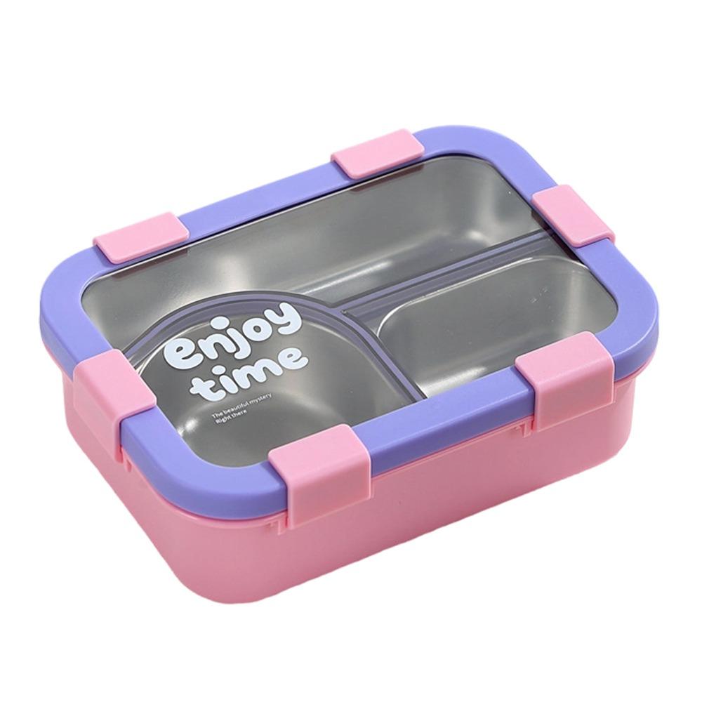 304 Stainless Steel Thermal Lunch Box 3 Compartments Bento Lunch Box  School Use