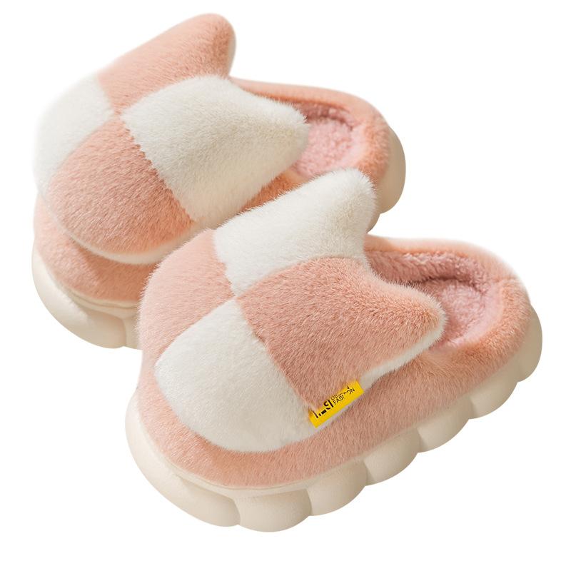 Зимние тапочки из хлопка, которые не боятся наступить на дерьмо, домашняя обувь для мальчиков и девочек, средние и взрослые, пушистые тапочки, нескользящие, хлопковая швабра с мешком на голове