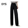 Женские повседневные брюки с эластичной кулиской и высокой талией, широкие длинные брюки, однотонные тонкие брюки для отдыха