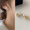 2024 New Retro Light Luxury Pearl Stud Earrings Korean Simple Zircon Christmas Party Girl's Temperament Accessories For Woman