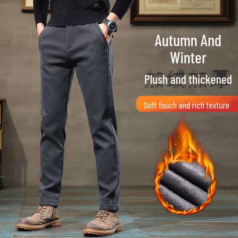 Мужские прямые узкие повседневные длинные брюки 2023 года с бархатом