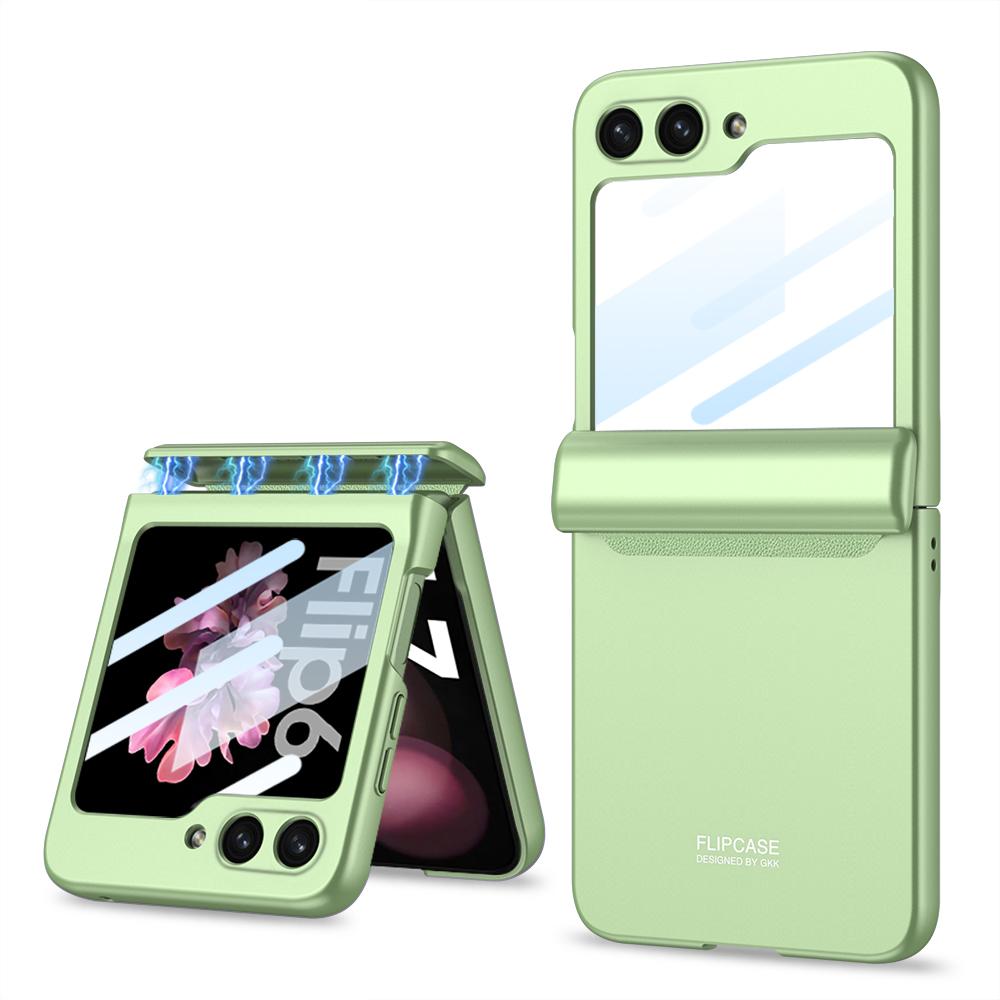 Для Samsung Galaxy Z Flip 7 6 5 4 Flip7FE 5G Магнитная защита шарнира Чехол для телефона Стекло для внешнего экрана Матовый Ударопрочный Жесткий чехол