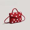Текстурированная красная ретро-сумка в горошек, маленькая квадратная сумка для женщин, милая и классная дизайнерская сумка через плечо, сумка через подмышку для женщин