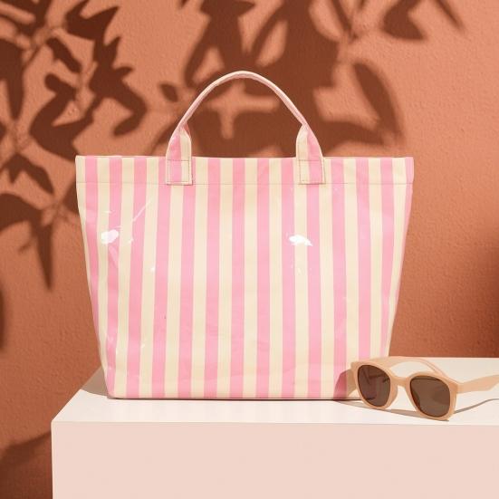 Glossy Striped Tote Bag PVC Handbag Stylish Waterproof Large Capacity Checkered Leopard Print