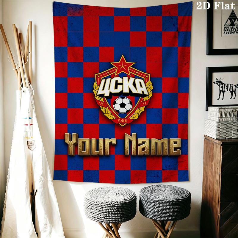 Name Custom PFC CSKA Moscow Wall Tapestry Aesthetic Wall Hanging Printed Fabric Blanket Decorative Tapestries for Bedroom Living Room Home Decor