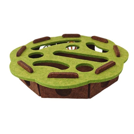 Yousheng Cat Scratch Puzzle Toy Kittens Puzzle Enrichment Box Cats Self-Play Felt Maze with 2 Bell Balls Nail File Scratch Board for Indoor Cats