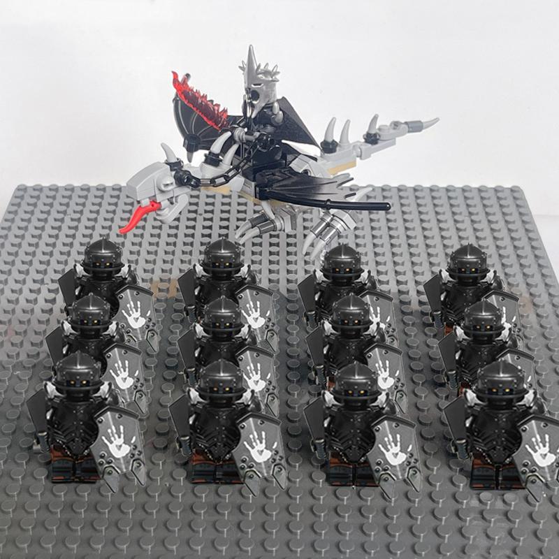 14 шт. MOC Средневековые Гномы Воины Эльфы Рыцари Властелин Колец Урук-хай Орк Солдат Рохана с Фигуркой Короля-Чародея Лидера Строительные Блоки Игрушки