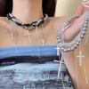 Chic Hot Girl Multi-Layer Pearl Tassel Cross Pendant Necklace for Women