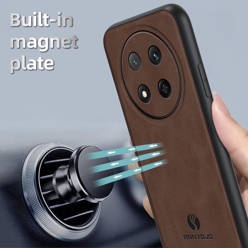 Для Honor Magic 7 Lite 5G Чехол Роскошная Кожаная Задняя Крышка для Xonor Honar Honer Magic7 7Lite 5G Магнитный Держатель Защитный Чехол