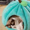 3D Pumpkin Pet House Semi-enclosed Removable Bottom Non-slip Soft PP Cotton Winter Cat House Tent For Pet Mat Washable Cave