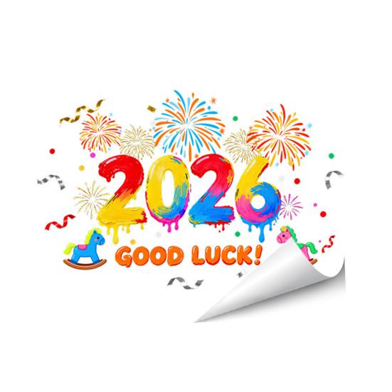 1/2 листа Наклейка на окно к Новому 2026 году Съемная Водонепроницаемая Статическая Наклейка на стекло С Новым годом Праздничное Фестивальное Украшение Декаль