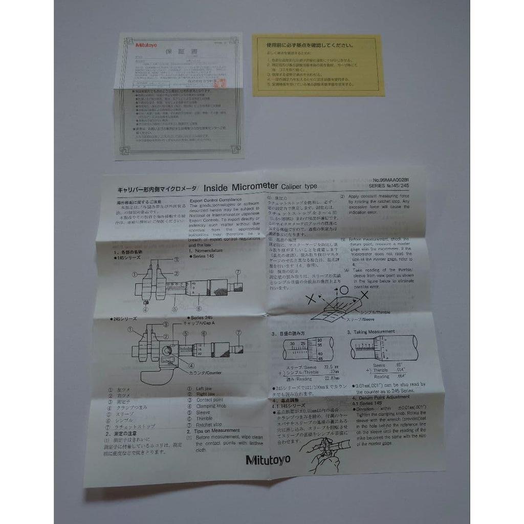 Used Mitutoyo Caliper Type Inside Micrometer IMP-75 145-187