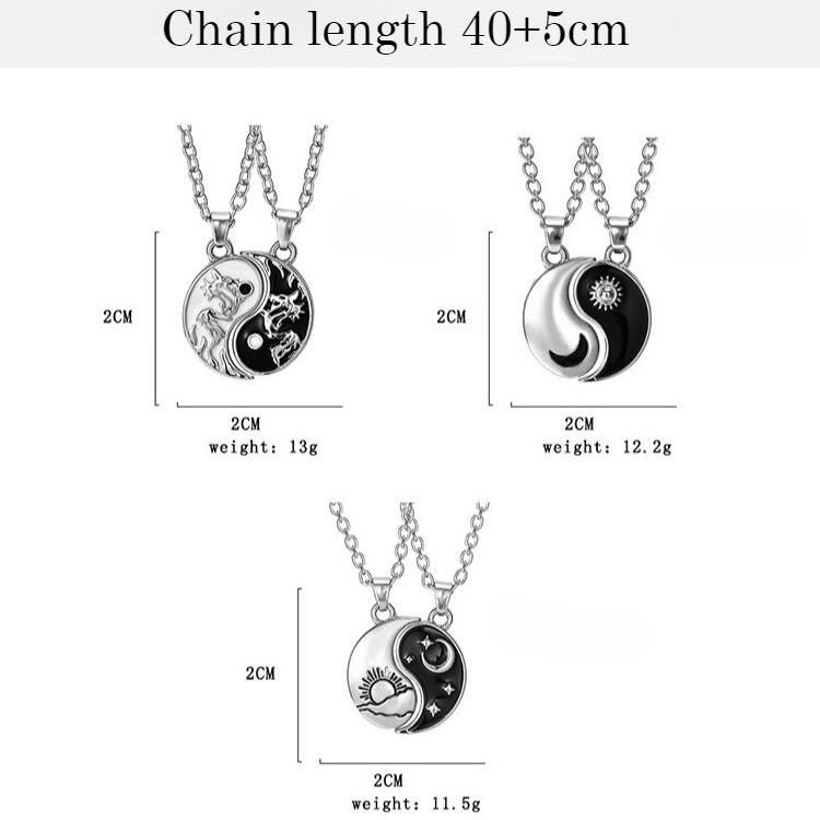 Tai Chi Bagua necklace, sun, moon, mosaic jewelry, fashion, good friend couple sisters set