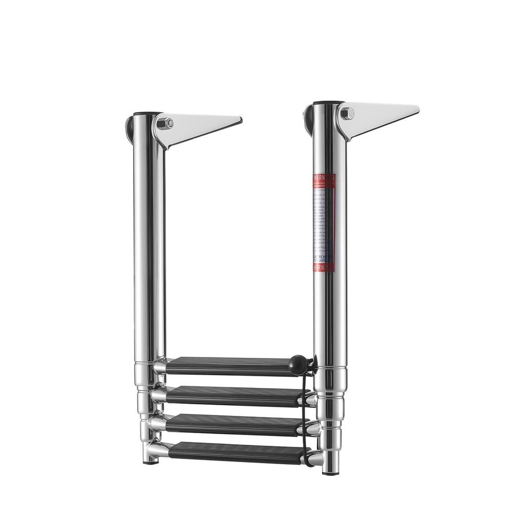 VEVOR Boat Ladder, 4 Steps, Stainless Steel Telescoping Folding Swim Deck Ladder for Rear Entry Inboard