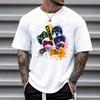 Men Fashion Crew Neck Short Sleeve Console Print Sleeve Cotton T Shirt Top