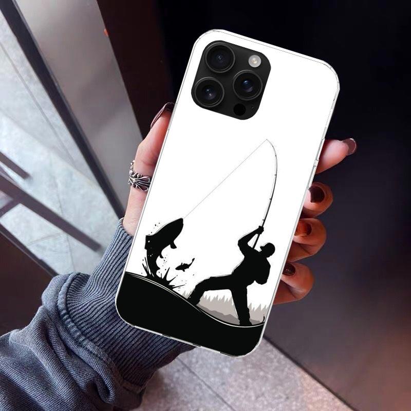 Hunting Fishing Man Phone Case For iPhone 17 Air 16 15 Pro Max 14 Plus 13 Mini 12 11 Cover 7 8 SE Silicone Shell Print Fundas 17
