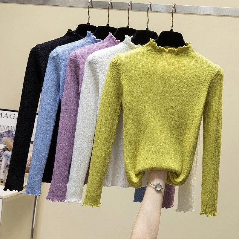 Осень 2023, женский вязаный свитер, модные зимние тонкие пуловеры, свитера с длинным рукавом, вязаный топ, женский 28728