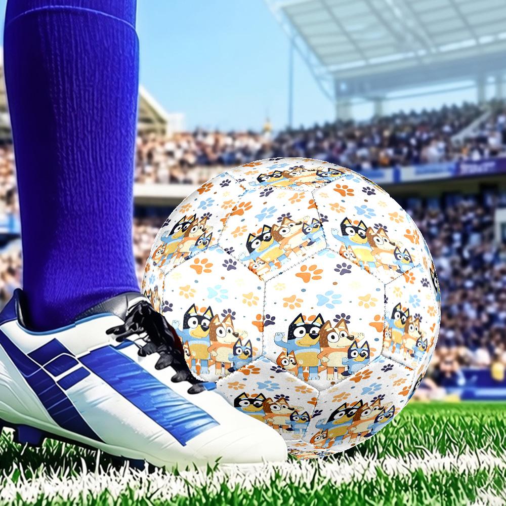 Paw Prints And Bluey Friends Size 5 Soccer Ball, Suitable for Training and Matches, High-Elasticity, Wear-Resistant Material Gift for Fan