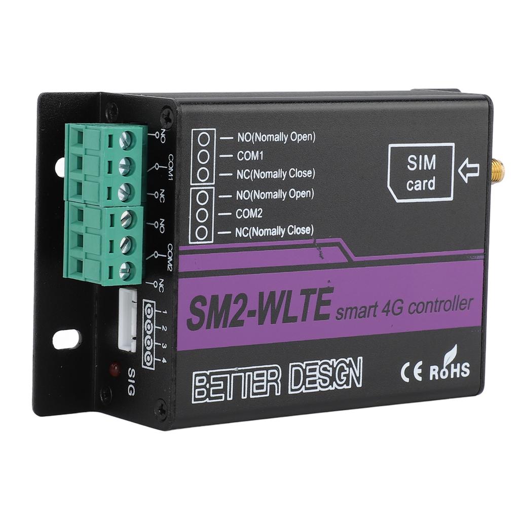 SM2 WLTE EA 2-канальный 4G SMS-контроллер сигнализации с веб-приложением, температурой, влажностью, питанием по SMS