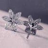 Huitan Delicate  Color Flower Stud Earring for Women Full Paved Shiny CZ Stone Beauty Gift Statement Earrings  Jewelry