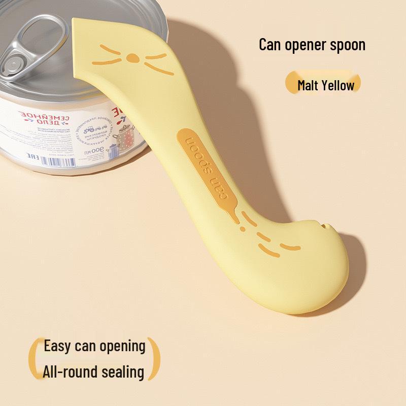 Многофункциональная силиконовая ложка для кошачьего корма и открывалка для консервов с герметичной коробкой