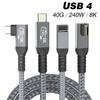 Thunderbolt USB 4 90 Degree Angle Cable 40Gbps USB4 Elbow Type C Thunderbolt3 4 Data Transfer Cable USB C PD240W Fast Charging