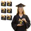 10Pcs Black Graduation Favor Bags Gilded Pattern Folding Paper Pouches Commencement Ceremony