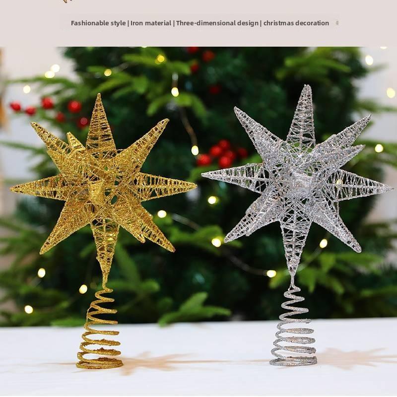 Star Tree Topper With Led Sparkles And Iron Construction For Christmas Festivities