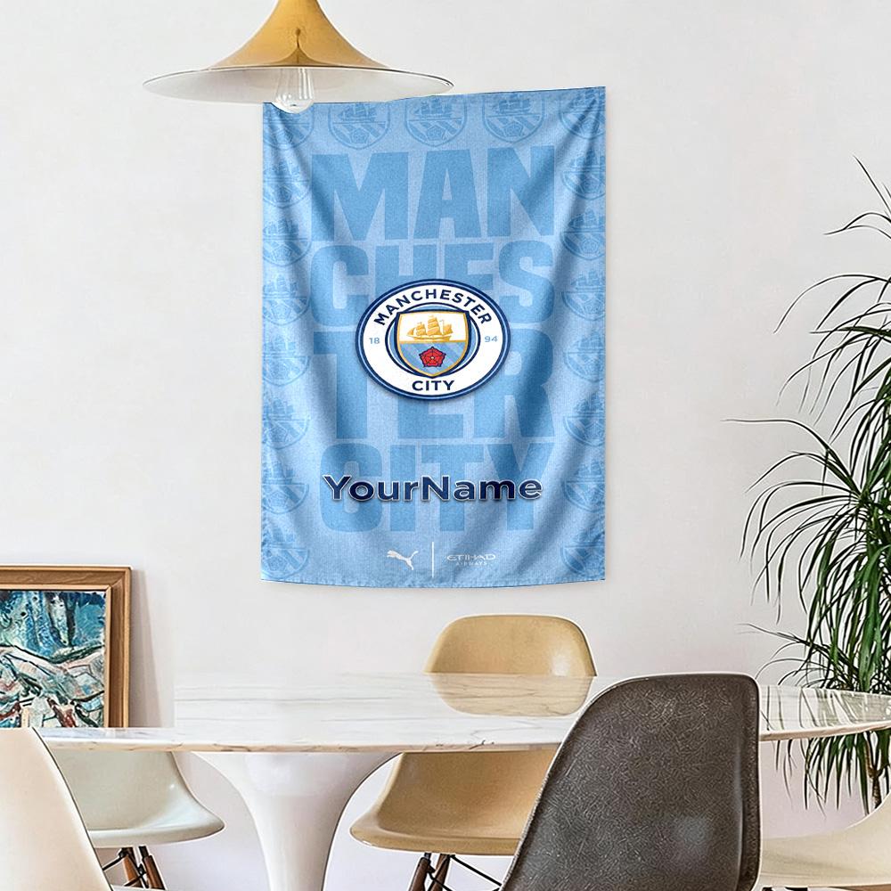 Manchester City Custom Your Name Wall Decor Tapestry Art For Pet Memorial Birthdaywedding Party Backdrop Family Gift