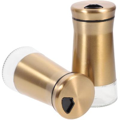 Набор из 2 штук мельниц для соли и перца из нержавеющей стали с регулируемыми отверстиями для насыпания - Диспенсер для специй для гималайской соли, столовой соли, белого и черного перца