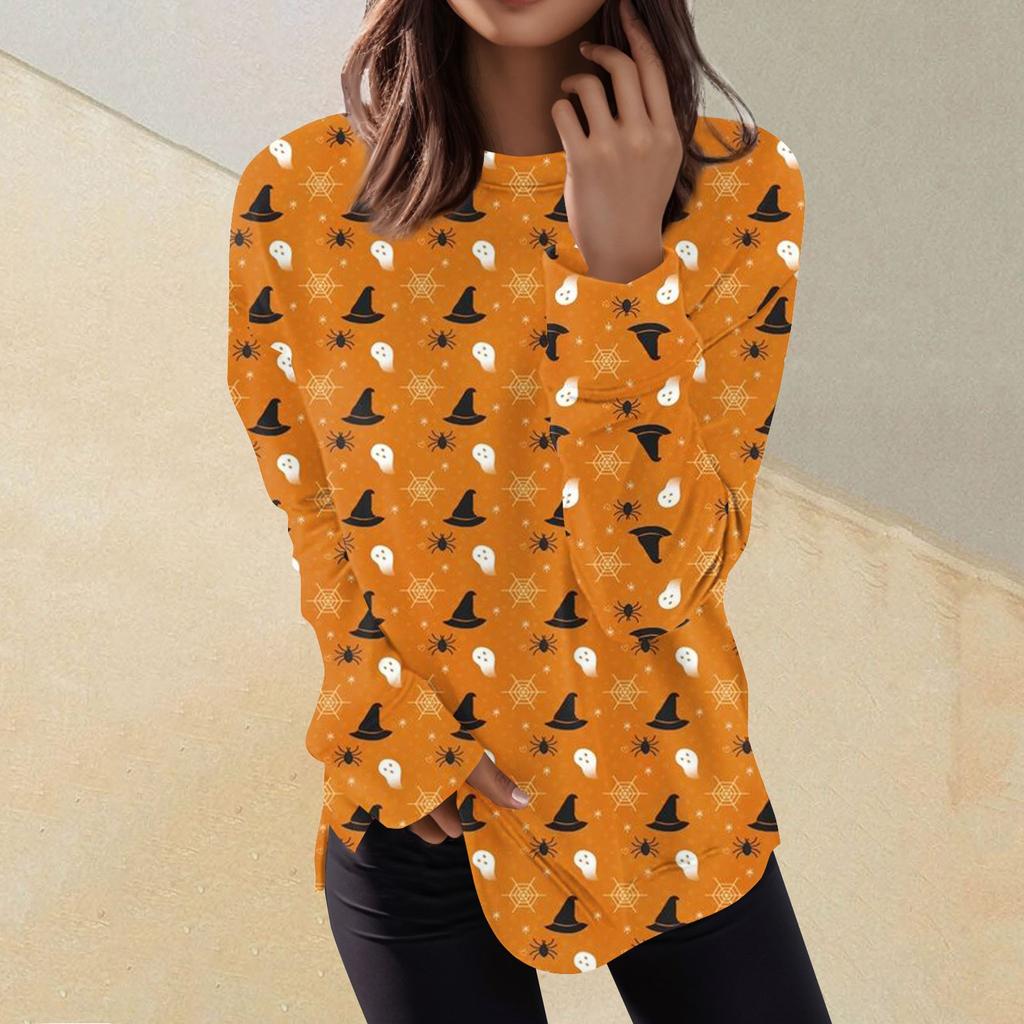 Женский повседневный модный пуловер с длинным рукавом и круглым вырезом с принтом