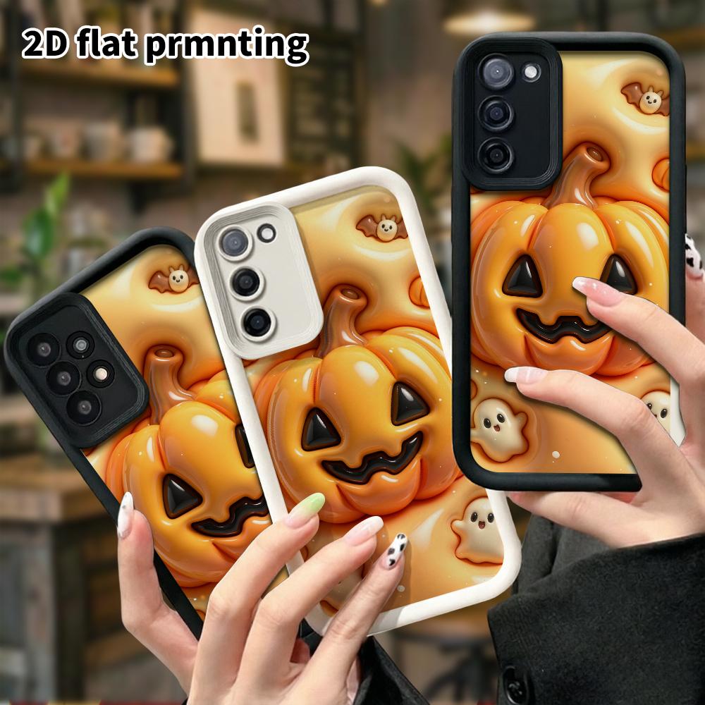 Phone case: 2D flat design suitable for Samsung Galaxy A34 A35 M05 M06 S20 S22 S21 FE Plus 5G protective case, Pumpkin Jack lantern, perfect Christmas